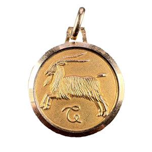 French 18K Yellow Gold Zodiac Capricorn Charm Pendant