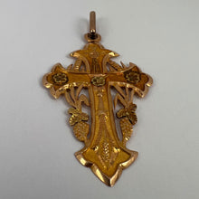 Load image into Gallery viewer, Antique French 18K Rose Gold Harvest Cross Pendant
