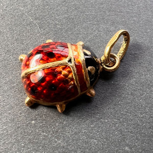 Ladybird 18K Yellow Gold Enamel Charm Pendant