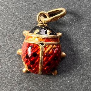 Ladybird 18K Yellow Gold Enamel Charm Pendant