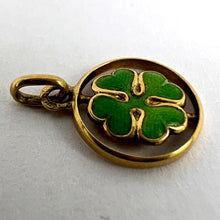 Load image into Gallery viewer, Lucky Clover Shamrock 14K Yellow Gold Green Enamel Charm Pendant
