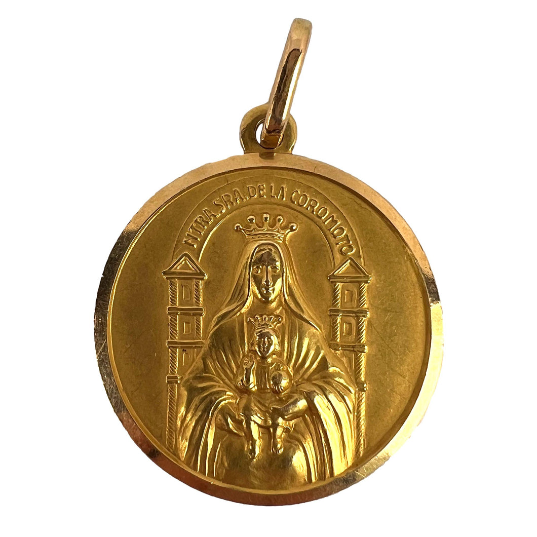 Madonna and Child of Coromoto Venezuela 18K Yellow Gold Pendant Medal