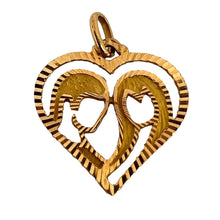 Load image into Gallery viewer, French 18K Yellow Gold Lovers Love Heart Charm Pendant
