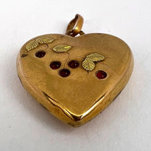 Load image into Gallery viewer, French 18K Yellow Gold Love Heart Cherries Charm Pendant
