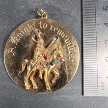 Load image into Gallery viewer, Large Yellow Gold Gem Set Knight To Remember Medallion Charm Pendant
