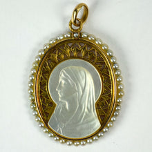 Load image into Gallery viewer, French 18K Yellow Gold Pearl Mother-of-Pearl Virgin Mary Charm Pendant
