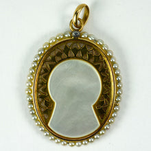 Load image into Gallery viewer, French 18K Yellow Gold Pearl Mother-of-Pearl Virgin Mary Charm Pendant
