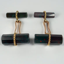 Load image into Gallery viewer, Marchak French Green Red Bloodstone Quartz Gold Cufflinks
