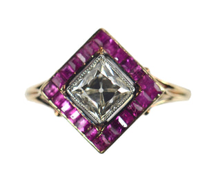 Edwardian 1.20 Carat Diamond Ruby Ring