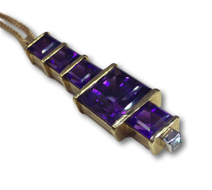 Amethyst Gold Diamond Pendant Necklace