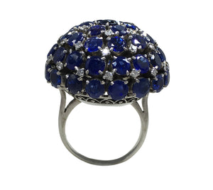 Sapphire Diamond Bombe Cocktail Ring