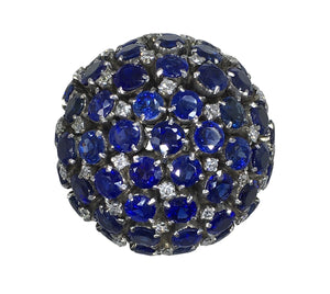 Sapphire Diamond Bombe Cocktail Ring