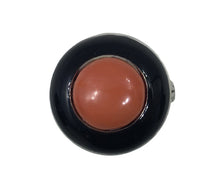 Load image into Gallery viewer, French silver coral lacquer target ring
