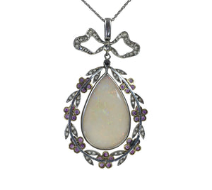 Belle Epoque Opal Diamond Amethyst Necklace Pendant