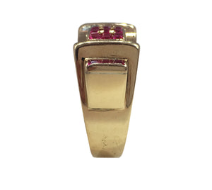 Art Moderne Ruby 18 Karat Gold Tank Ring