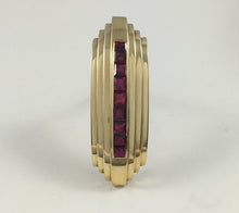 Load image into Gallery viewer, French Ruby 18K Gold Art Moderne Clip Brooch
