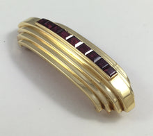 Load image into Gallery viewer, French Ruby 18K Gold Art Moderne Clip Brooch

