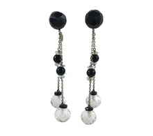 Load image into Gallery viewer, Onyx and Rock Crystal Double Drop Earrings c.1920
