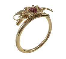 Load image into Gallery viewer, Gold Ruby Diamond Flower Brooch Bangle
