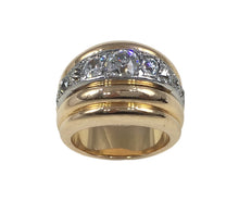 Load image into Gallery viewer, French 1940s Diamond Gold Platinum Ridged Dome Ring
