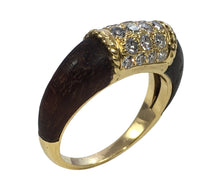 Load image into Gallery viewer, French 18K Gold Wood Diamond Philippine style Ring
