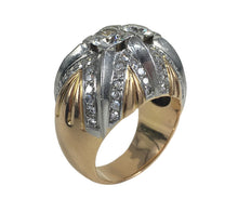Load image into Gallery viewer, French Retro Diamond 18K Gold Platinum Bombe Ring
