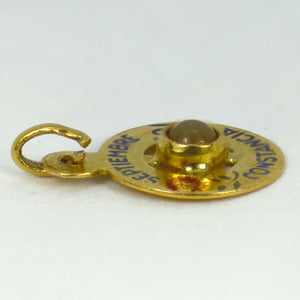 Mini September Constancy Yellow Gold Enamel Libra Zodiac Charm Pendant