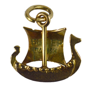 Danish Electroplated Gold Viking Ship Charm Pendant
