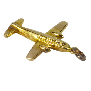 9K Yellow Gold Airplane Charm Pendant
