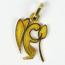 Load image into Gallery viewer, French Angel and Flower 18K Yellow Gold Charm Pendant
