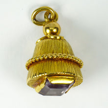 Load image into Gallery viewer, 18 Karat Yellow Gold Foiled Pink Rock Crystal Barrel Charm Pendant
