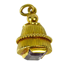 Load image into Gallery viewer, 18 Karat Yellow Gold Foiled Pink Rock Crystal Barrel Charm Pendant
