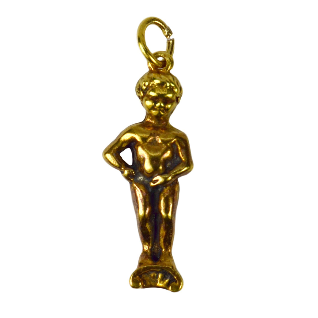 18K Yellow Gold Manneken Pis Dutch Statue Charm Pendant
