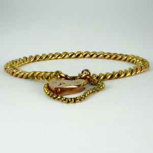Victorian 9K Rose Gold Heart Padlock Link Bracelet