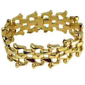 18 Karat Yellow Gold Retro Link Bracelet