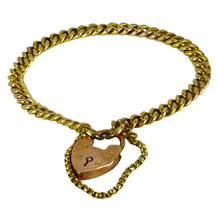 Load image into Gallery viewer, Victorian 9K Rose Gold Heart Padlock Link Bracelet
