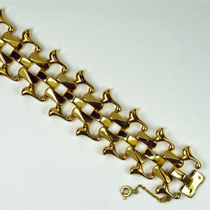 18 Karat Yellow Gold Retro Link Bracelet