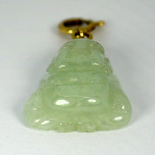 Load image into Gallery viewer, Carved Green Jade Buddha 14K Yellow Gold Charm Pendant
