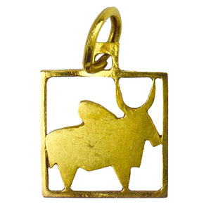 Buffalo 18K Yellow Gold Square Charm Pendant