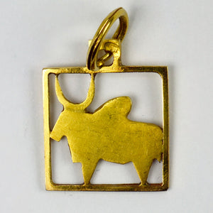 Buffalo 18K Yellow Gold Square Charm Pendant