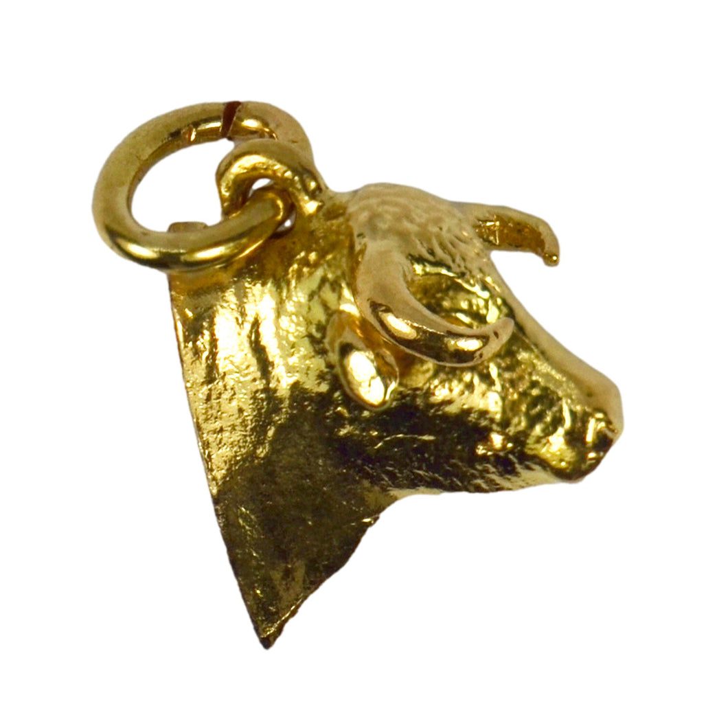 9K Yellow Gold Bull Head Charm Pendant