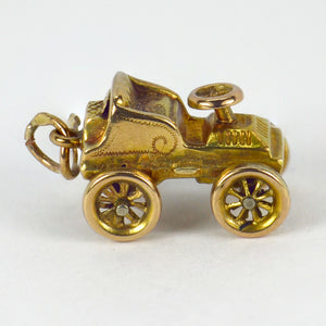 9K Yellow Gold Mechanical Car Charm Pendant