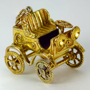 Large Mechanical Car 9K Yellow Gold Charm Pendant