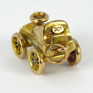 9K Yellow Gold Mechanical Car Charm Pendant