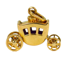 Load image into Gallery viewer, French 18K Yellow Gold Carriage Charm Pendant
