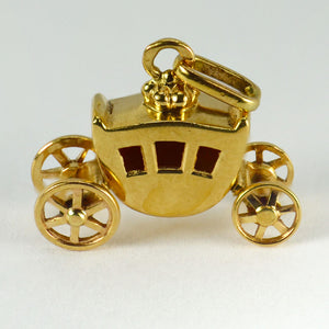 French 18 Karat Yellow Gold Carriage Charm Pendant
