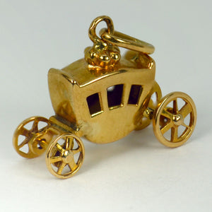 French 18K Yellow Gold Carriage Charm Pendant