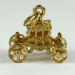 9K Yellow Gold Mechanical Carriage Charm Pendant