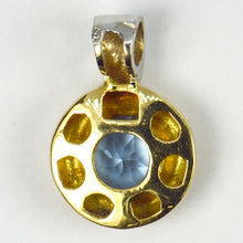 Load image into Gallery viewer, Blue Synthetic Spinel 18K Yellow White Gold Charm Pendant
