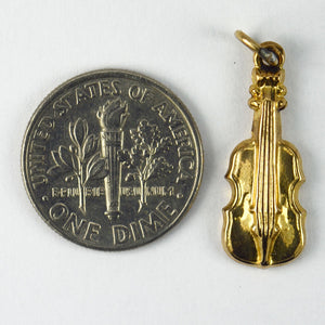 9K Yellow Gold Violin Charm Pendant